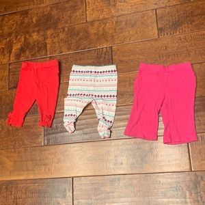 3 Baby Girl Leggings, various brands, ~3mo